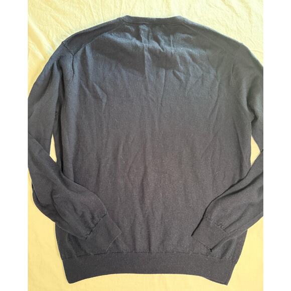 Peter Millar Crown Navy Merino Wool Sweater Ivanhoe Logo LARGE - Picture 6 of 9